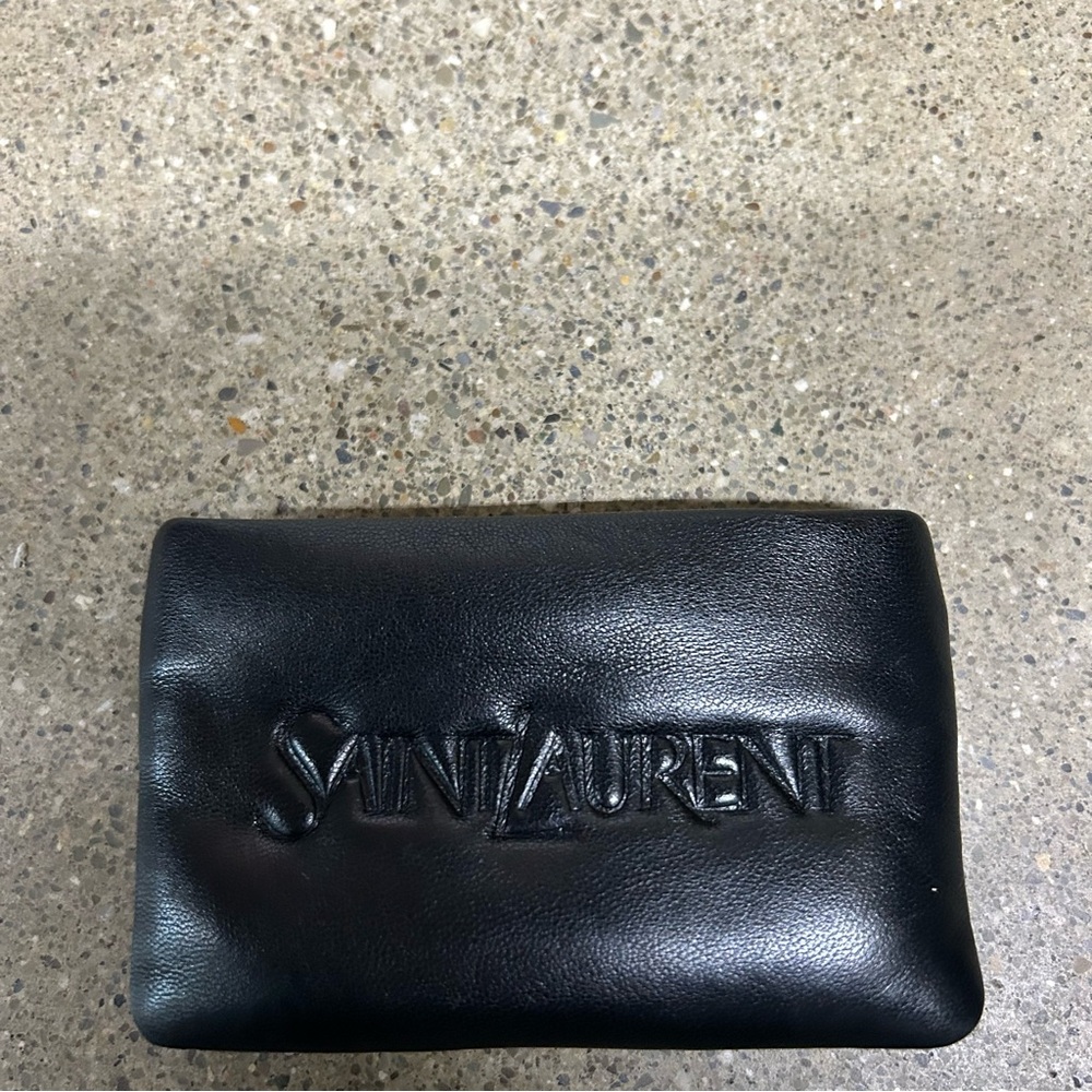 Saint Laurent Wallet Puffy Pouch Lambskin Leather Card Holder Coin Case Clutch - Picture 2 of 7